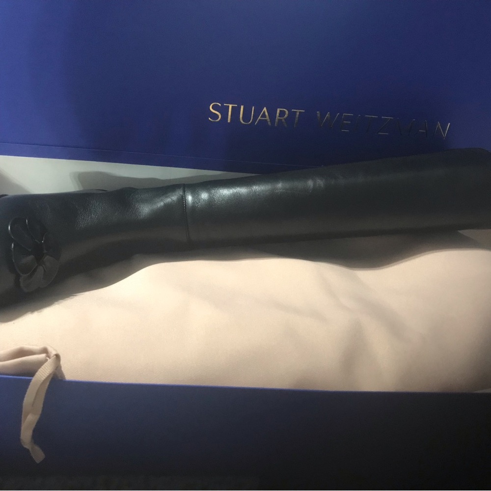 New Stuart Weitzman Black Over-the-Knee Leather Boots - Picture 6 of 16